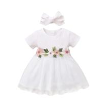 Vestido de Princesa para Meninas (1-3 anos) - Bordado Floral, Manga Curta e Saia de Tule Vestido de Princesa para Meninas (1-3 anos) - Bordado Floral, Manga Curta e Saia de Tule