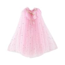 Vestido de Princesa para Meninas - Capa de Tule com Lantejoulas - Cores Azul, Rosa e Branco