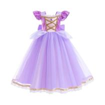 Vestido de Princesa Rapunzel para Crianças - Fantasia de Cosplay Enrolados para Halloween e Festa