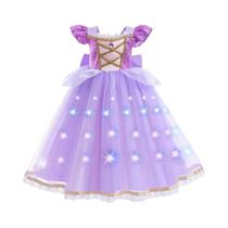 Vestido De Princesa Roxo Para Meninas Fantasia De Cosplay Da Disney Rapunzel Com Saia E Mangas
