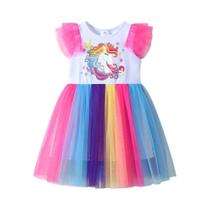 Vestido De Princesa Sem Mangas Com Renda Para Meninas, Vestido De Tule Em Patchwork Para Festas De