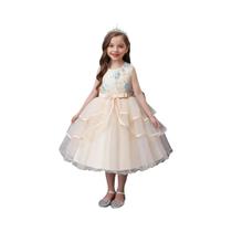 Vestido De Princesa Sem Mangas Para Meninas Com Bordado De Flores Tutu Para Performance Casamento