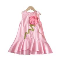 Vestido De Princesa Sem Mangas Para Meninas Com Decoração De Flores Moda Coreana Casual Para 3-7 Vestido De Princesa Sem Mangas Para Meninas Com Decoração De Flores Moda Coreana Casual Para 3-7