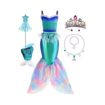 Vestido De Princesa Sereia Com Ombros Descidos Para Meninas, Fantasia De Duas Peças, Vestuário De Vestido De Princesa Sereia Com Ombros Descidos Para Meninas, Fantasia De Duas Peças, Vestuário De