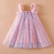 Vestido de Princesa Unicórnio Arco-íris para Meninas - Fantasia de Tule Sem Mangas