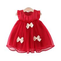Vestido De Princesa Vermelho Para Festa De Natal Para Bebês Meninas De 9 Meses a 3 Anos Com Laço Vestido De Princesa Vermelho Para Festa De Natal Para Bebês Meninas De 9 Meses a 3 Anos Com Laço