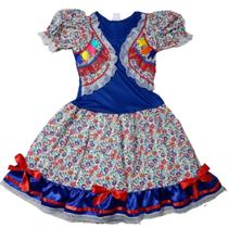 Vestido De Quadrilha Infantil Festa Junina Luxo Algodão Bk24
