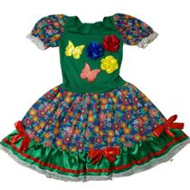 Vestido De Quadrilha Infantil Festa Junina Luxo Algodão Bk24 - Brink Kids