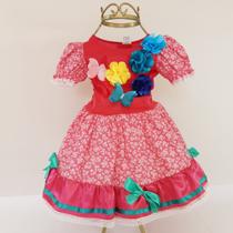 Vestido De Quadrilha Infantil Luxo Em Algodão Festa Junina Vestido Caipira BK25