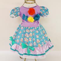 Vestido De Quadrilha Infantil Luxo Em Algodão Festa Junina Vestido Caipira BK25 - Brink Kids