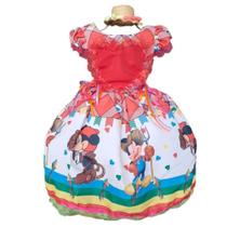 Vestido De Quadrilha Infantil Luxo Em Algodão Festa Junina Vestido Caipira BK25