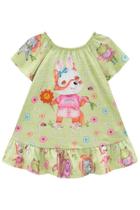 Vestido de Raposa e seus Amigos Detalhe em Crochê Meninas Kukiê