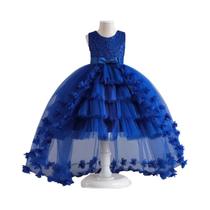 Vestido De Renda Com Laço Para Meninas De 4 a 12 Anos, Vestido Formal De Princesa Com Flores De Vestido De Renda Com Laço Para Meninas De 4 a 12 Anos, Vestido Formal De Princesa Com Flores De
