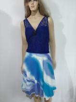 Vestido de renda forrado com saia de chifon de crepe (Tam: M/G) Vestido de renda forrado com saia de chifon de crepe (Tam: M/G)