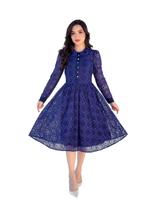 Vestido de Renda Manga Longa Midi Moda Evangelica Inverno