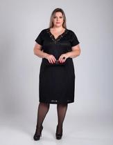 Vestido De Renda, Preto, Curto, Plus Size, Tam. 52-54 Vestido De Renda, Preto, Curto, Plus Size, Tam. 52-54