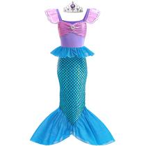 Vestido de sereia Danvren Princess Costume Girl 3-8 anos