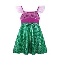 Vestido De Sereia Para Meninas Com Alça Única E Manga Curta Fantasia De Princesa Casual De Verão