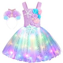Vestido de sereia para meninas Koatobbor com luz LED de 3 a 8 anos Vestido de sereia para meninas Koatobbor com luz LED de 3 a 8 anos