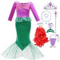 Vestido de sereia ZaisuiFun roxo com acessórios de 4 a 5 anos