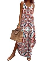 Vestido de sol Zeagoo Casual Summer Loose Floral Maxi Pink L