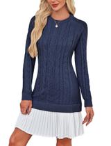 Vestido de suéter Angashion Cable Knit com gola redonda e manga comprida