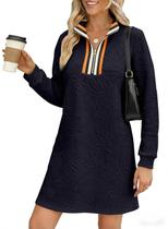 Vestido de suéter BLENCOT Casual com decote em V, moletom de outono, azul, XL Vestido de suéter BLENCOT Casual com decote em V, moletom de outono, azul, XL