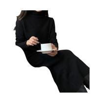 Vestido De Suéter De Gola Alta Y2K Para Mulheres, Manga Longa, Solto, Tricotado, Vestidos Longos De Vestido De Suéter De Gola Alta Y2K Para Mulheres, Manga Longa, Solto, Tricotado, Vestidos Longos De