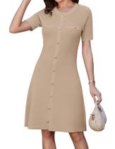 Vestido de suéter GRACE KARIN 2025 de malha canelada de tweed de manga curta