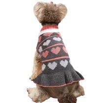 Vestido de suéter para cães Jecikelon, malha, gola alta, inverno, cinza