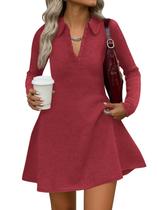 Vestido de suéter Saodimallsu 2026 Spring Pollar Burgundy