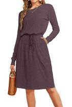 Vestido de suéter Simier Fairy feminino, moda de outono, roxo, M