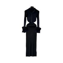 Vestido De Suéter Tricotado Elegante De Manga Longa Para Mulheres Outono Inverno Com Envoltório De