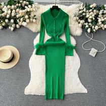Vestido De Suéter Tricotado Elegante De Manga Longa Para Mulheres, Outono Inverno, Estilo Bodycon