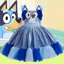Vestido De Suspender De Verão Bluey Anime Para Meninas, Vestido De Princesa Fofo Para Festa De