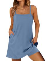 Vestido de tênis ANRABESS 2025, casual de verão, solto, azul, GG