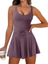 Vestido de tênis Caracilia Nutmeg para mulheres com shorts tamanho L Vestido de tênis Caracilia Nutmeg para mulheres com shorts tamanho L