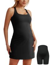Vestido de Tênis Gestante Maacie com Sutiã Embutido e Shorts Sem Manga Vestido de Tênis Gestante Maacie com Sutiã Embutido e Shorts Sem Manga
