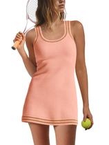 Vestido de tênis Nirovien, macacão atlético feminino com shorts coral