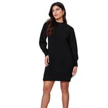 Vestido de Tricot Feminino Amplo Manga Longa com Trama Quadriculada Tendencia Elegante Moda Trico Luxo TR1762