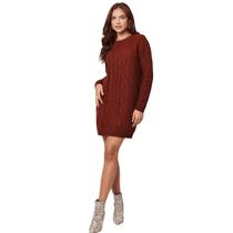Vestido de Tricot Feminino Oversized Elegante Tendencia Luxo Moda Trico Midi Vestidinho Curto Manga Longa TR2352 Vestido de Tricot Feminino Oversized Elegante Tendencia Luxo Moda Trico Midi Vestidinho Curto Manga Longa TR2352
