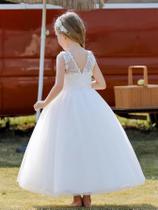 Vestido de Tule com Apliques Florais e Renda - Elegante Vestido Princesa para Festa de Casamento