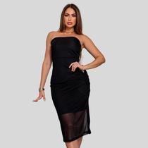Vestido De Tule sem alça Com Forro Do P ao GG