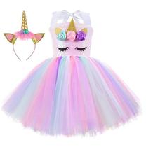 Vestido de unicórnio Costume ZeroStage com faixa de cabeça para meninas de 1 a 2 anos Vestido de unicórnio Costume ZeroStage com faixa de cabeça para meninas de 1 a 2 anos