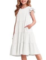 Vestido de verão Arshiner Girls, manga com babados, flared Flowy 8-9Y