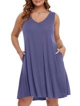 Vestido de verão BELAROI, casual, decote em V, vestido regata solto, feminino