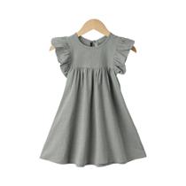 Vestido de Verão Casual de Algodão para Bebês - Manga Voadora com Amarração nas Costas