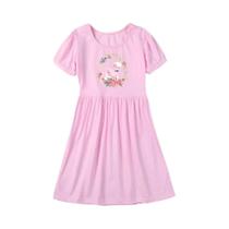 Vestido De Verão Com Estampa De Cisne Para Meninas, Casual E Estiloso, Conjunto De Manga Curta, Moda
