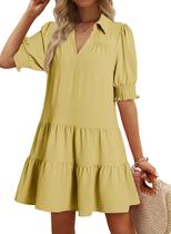 Vestido de verão Dokotoo 2026 para mulheres plus size amarelo creme