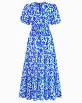 Vestido de verão feminino casual com decote em V, floral, maxi e bolsos Vestido de verão feminino casual com decote em V, floral, maxi e bolsos